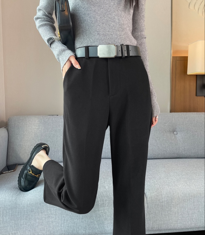 Speaker high waist wide leg pants woolen pants for women