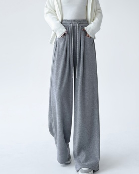 Mopping straight pants drawstring wide leg pants