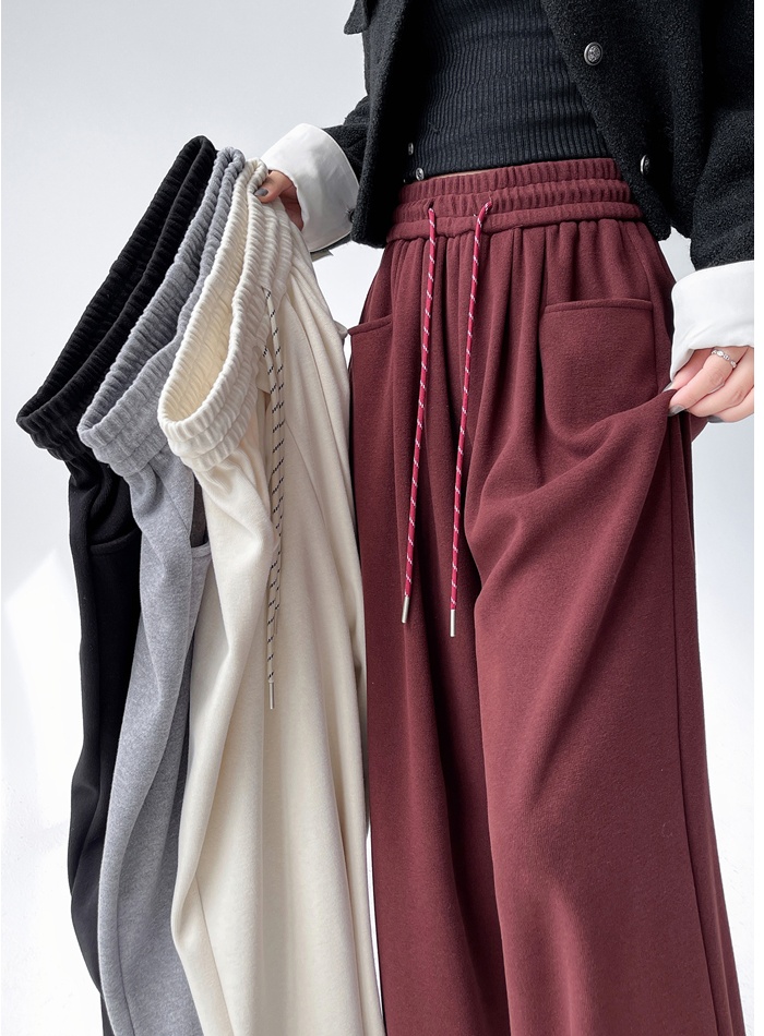 Mopping straight pants drawstring wide leg pants