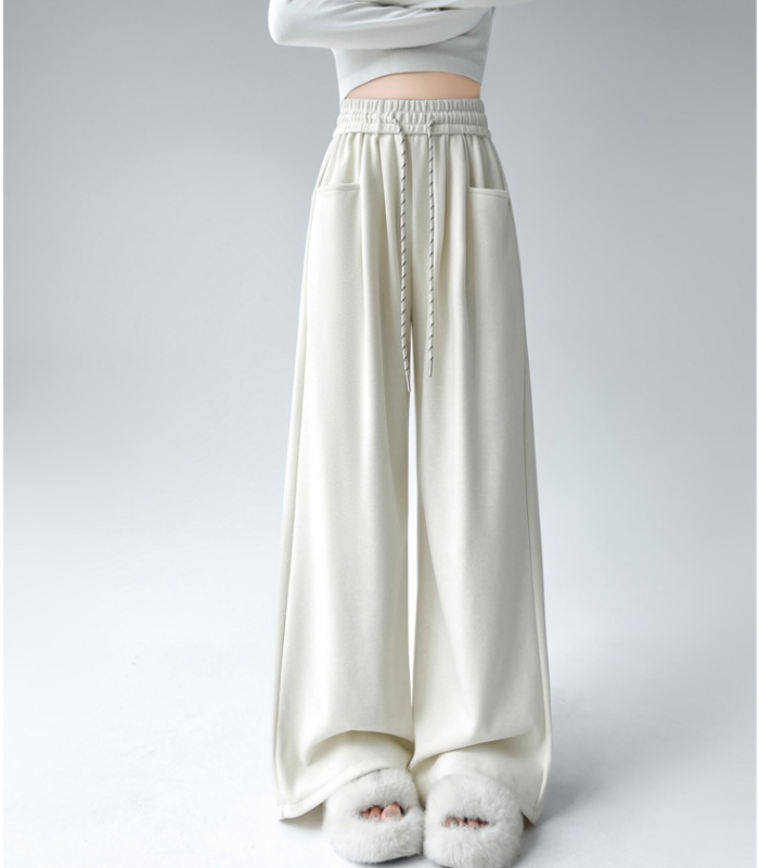 Mopping straight pants drawstring wide leg pants