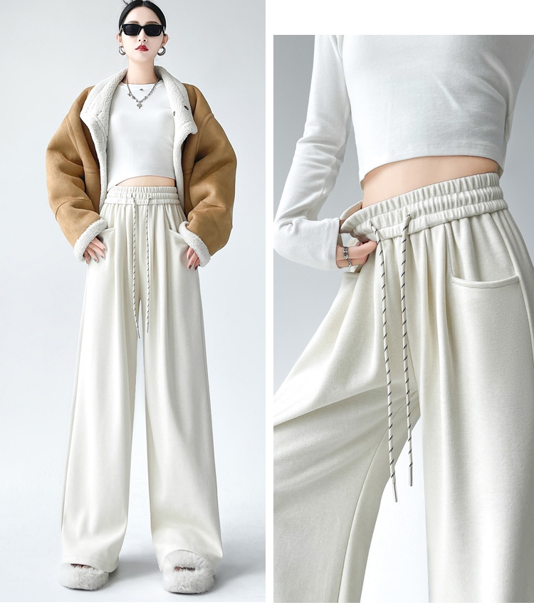 Mopping straight pants drawstring wide leg pants