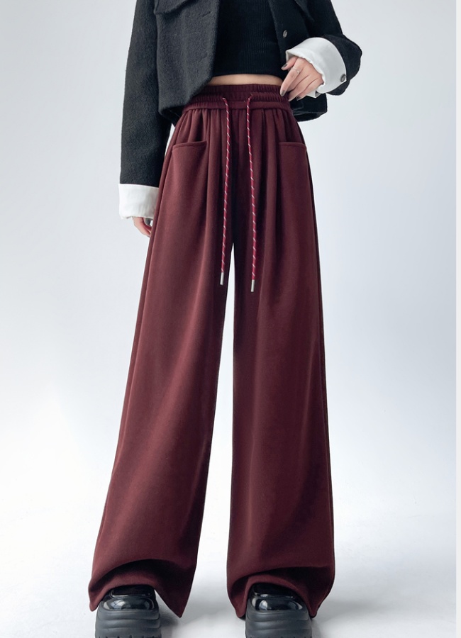 Mopping straight pants drawstring wide leg pants