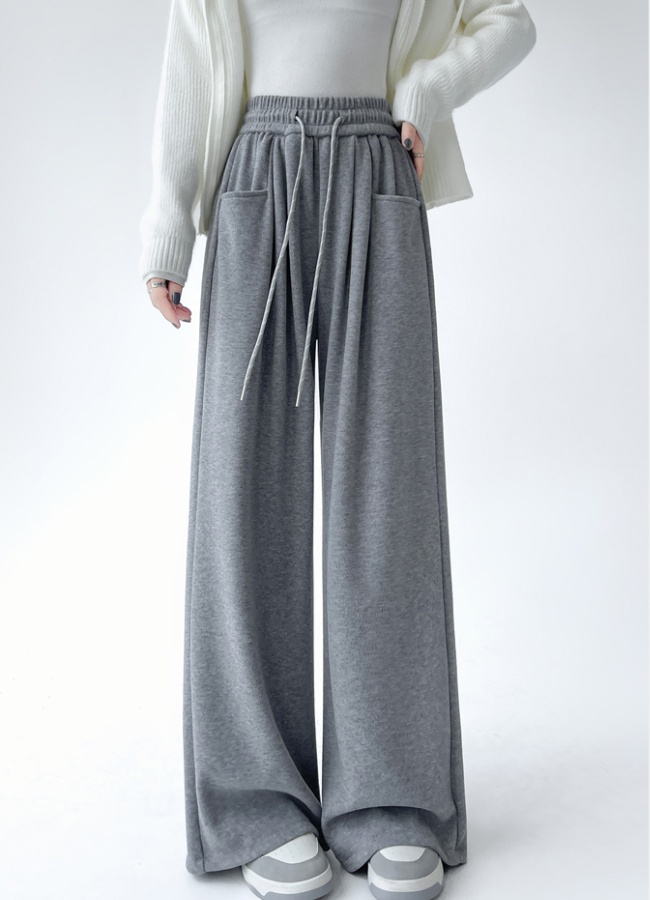 Mopping straight pants drawstring wide leg pants