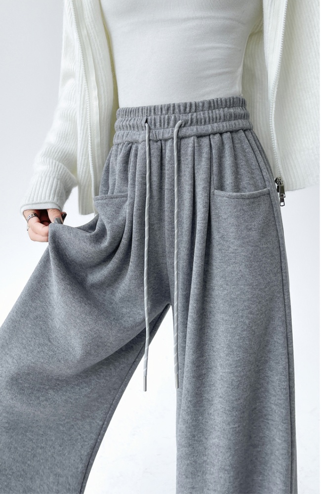 Mopping straight pants drawstring wide leg pants