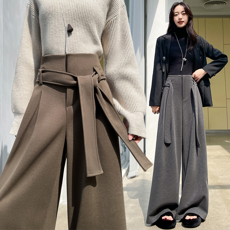 Mopping drape wide leg pants bandage pants for women