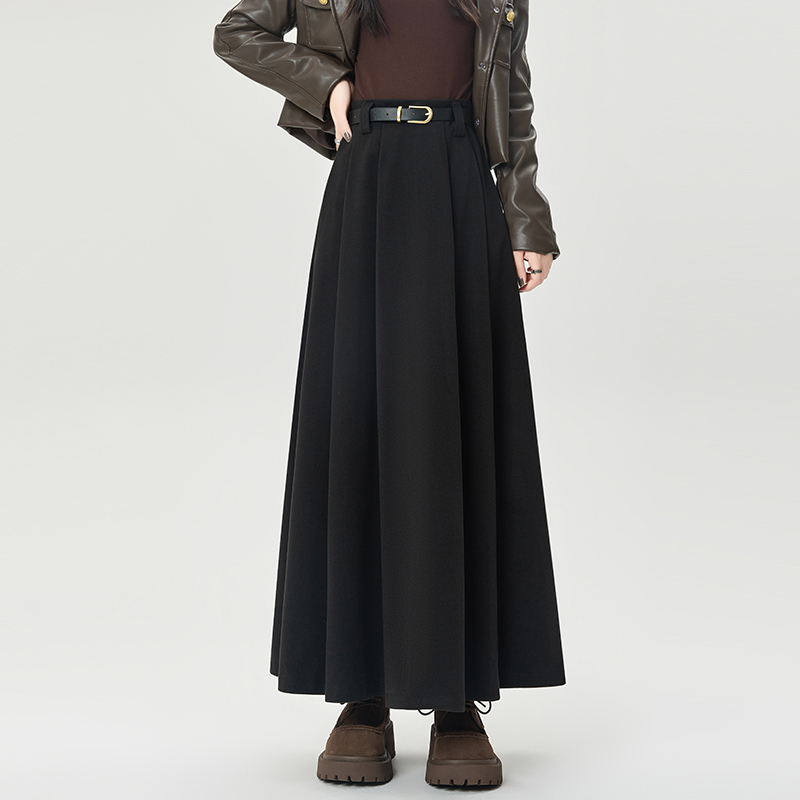 A-line autumn and winter long skirt pleated skirt for women