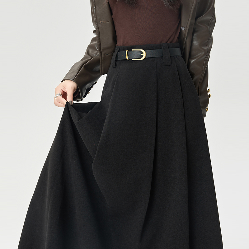 A-line autumn and winter long skirt pleated skirt for women