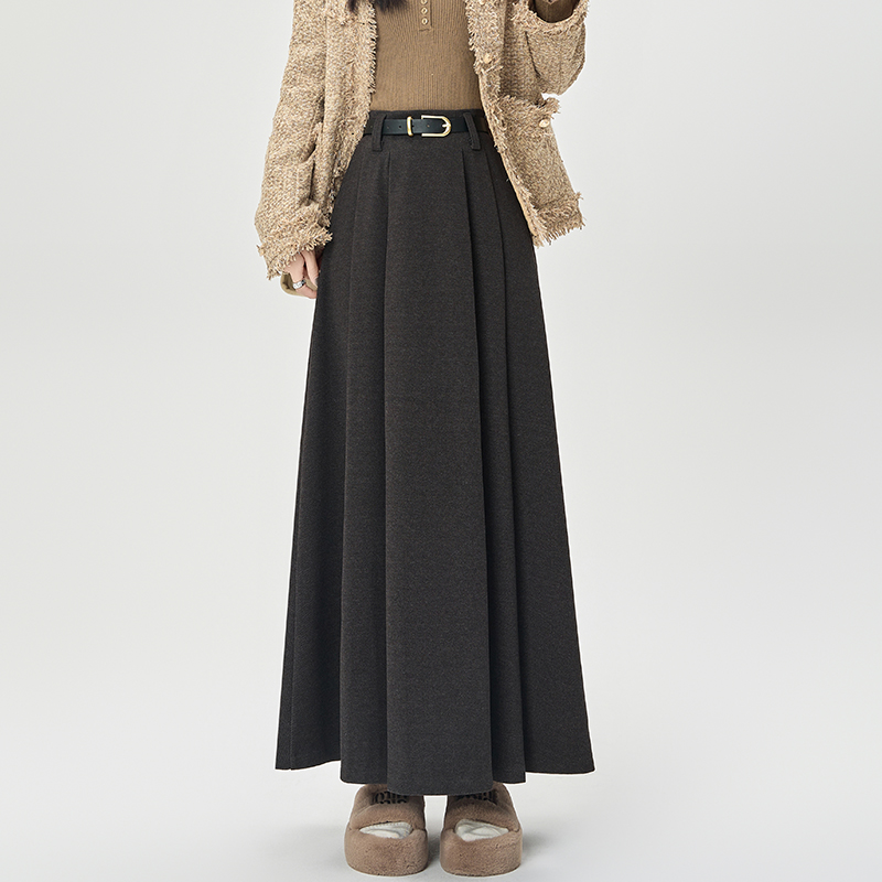 A-line autumn and winter long skirt pleated skirt for women