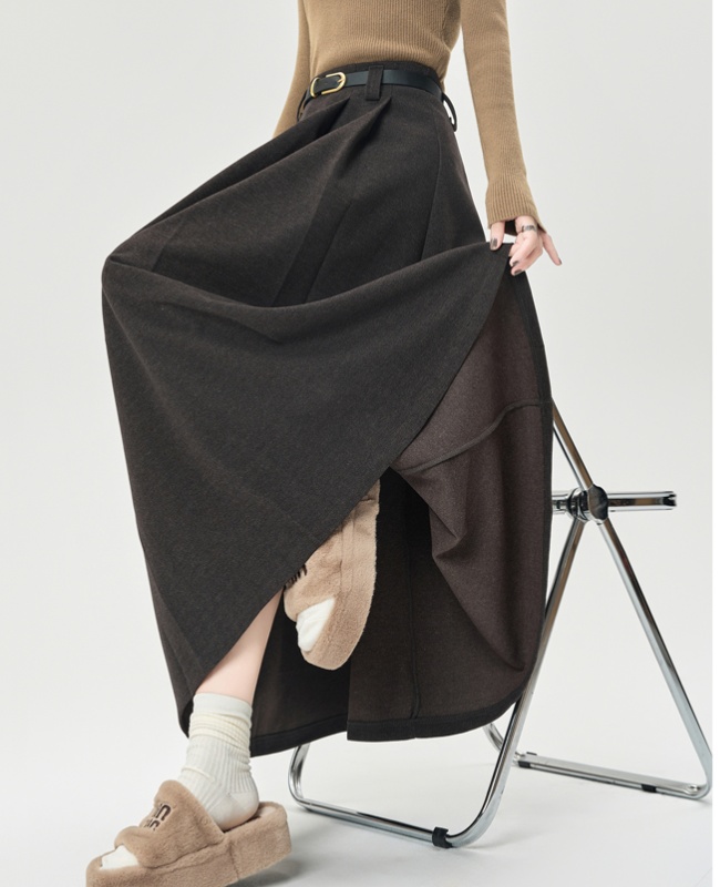 A-line autumn and winter long skirt pleated skirt for women