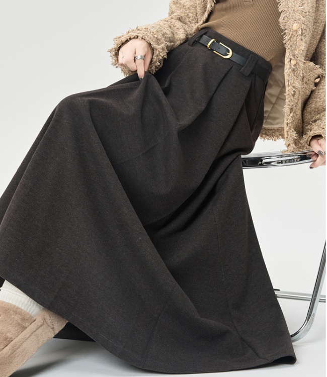 A-line autumn and winter long skirt pleated skirt for women