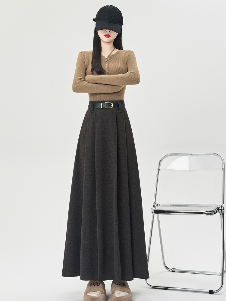 A-line autumn and winter long skirt pleated skirt for women