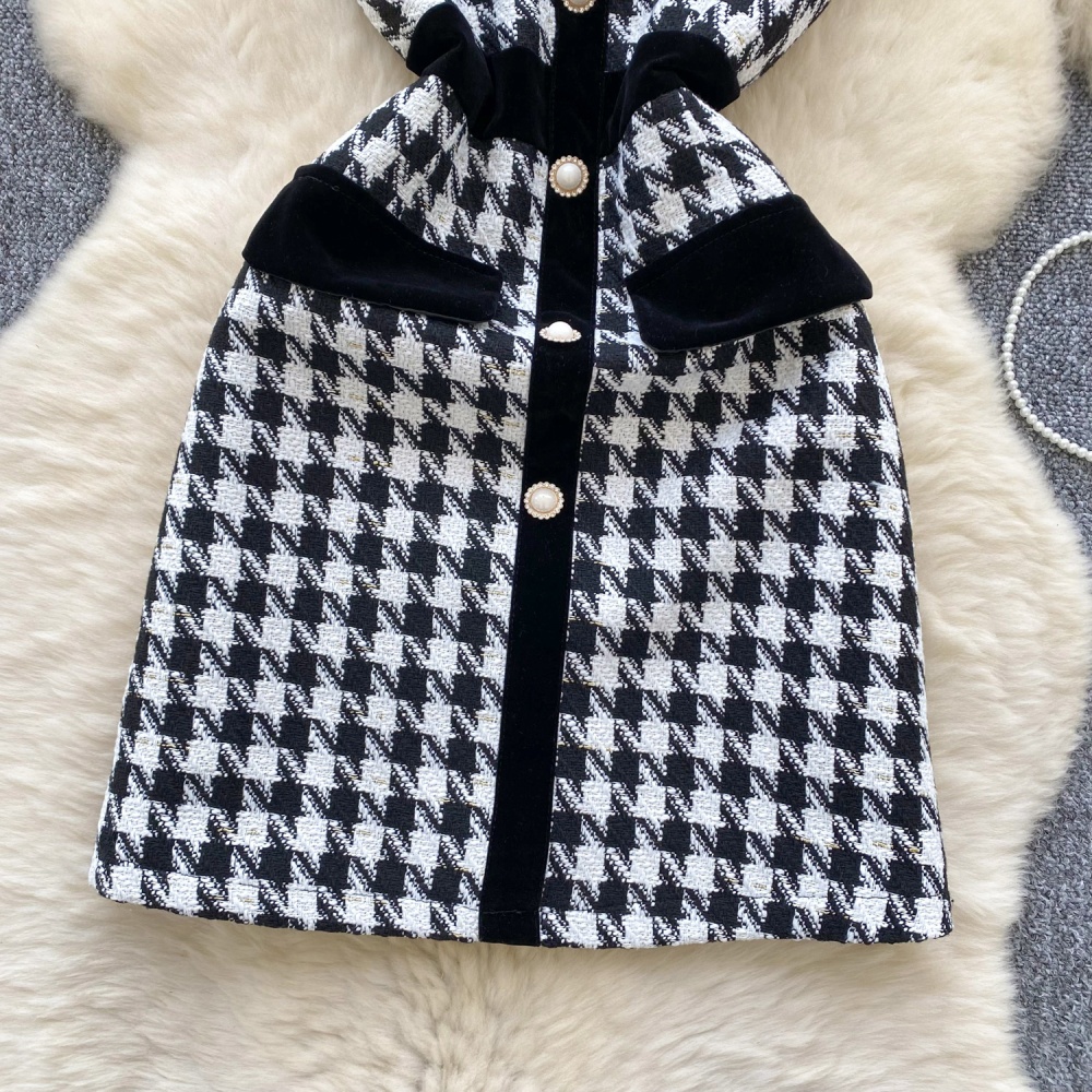 Retro sling dress winter plaid strap dress