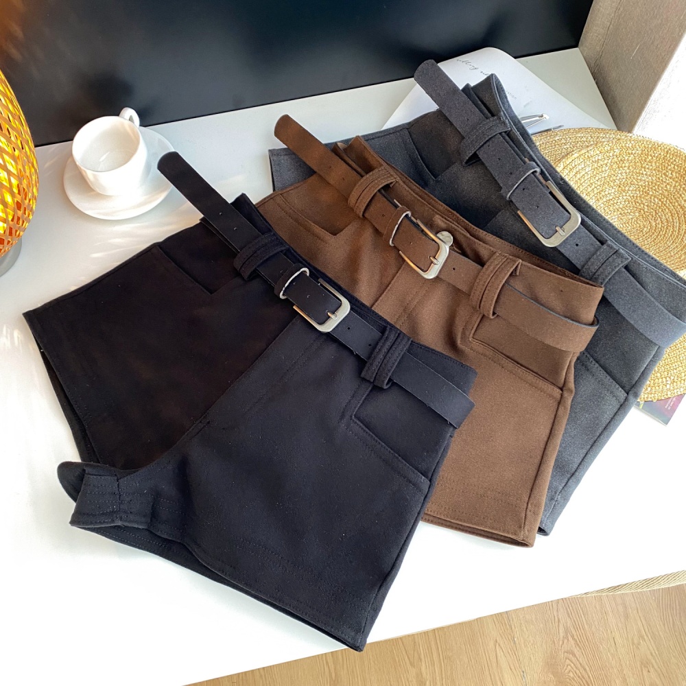 With belt wide leg pants short shorts for women