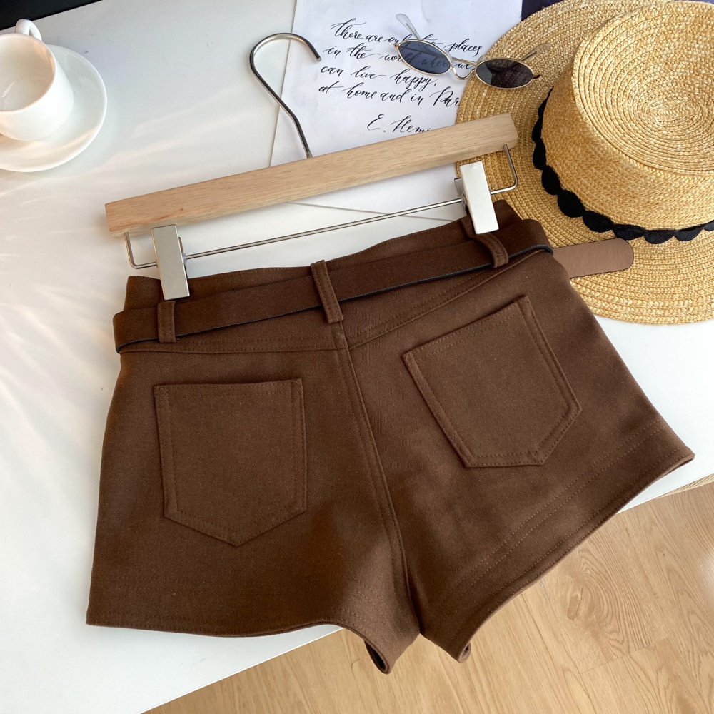 With belt wide leg pants short shorts for women