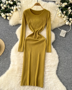 Tight round neck sweater dress simple dress for women