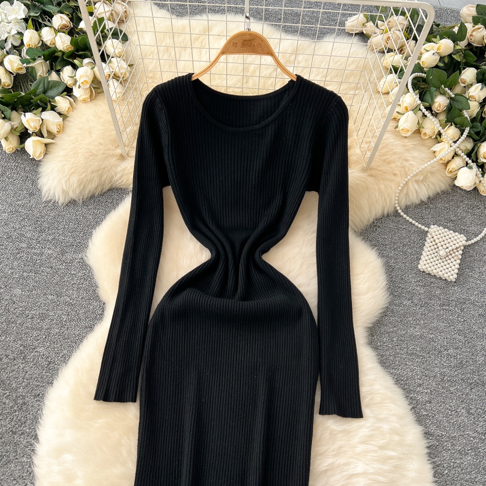 Tight round neck sweater dress simple dress for women