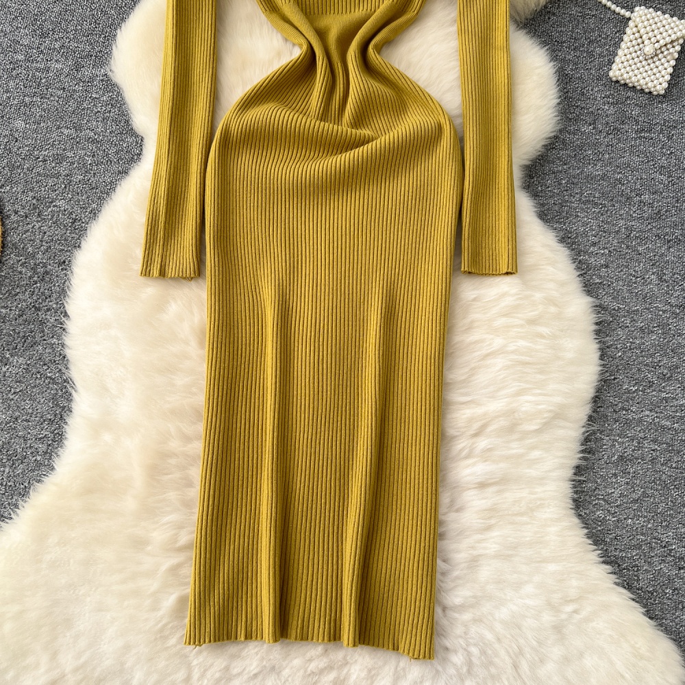 Tight round neck sweater dress simple dress for women