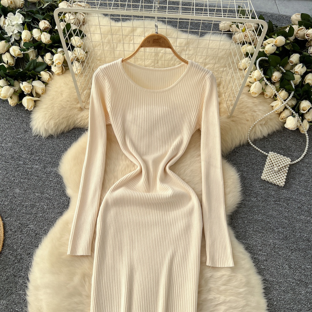 Tight round neck sweater dress simple dress for women