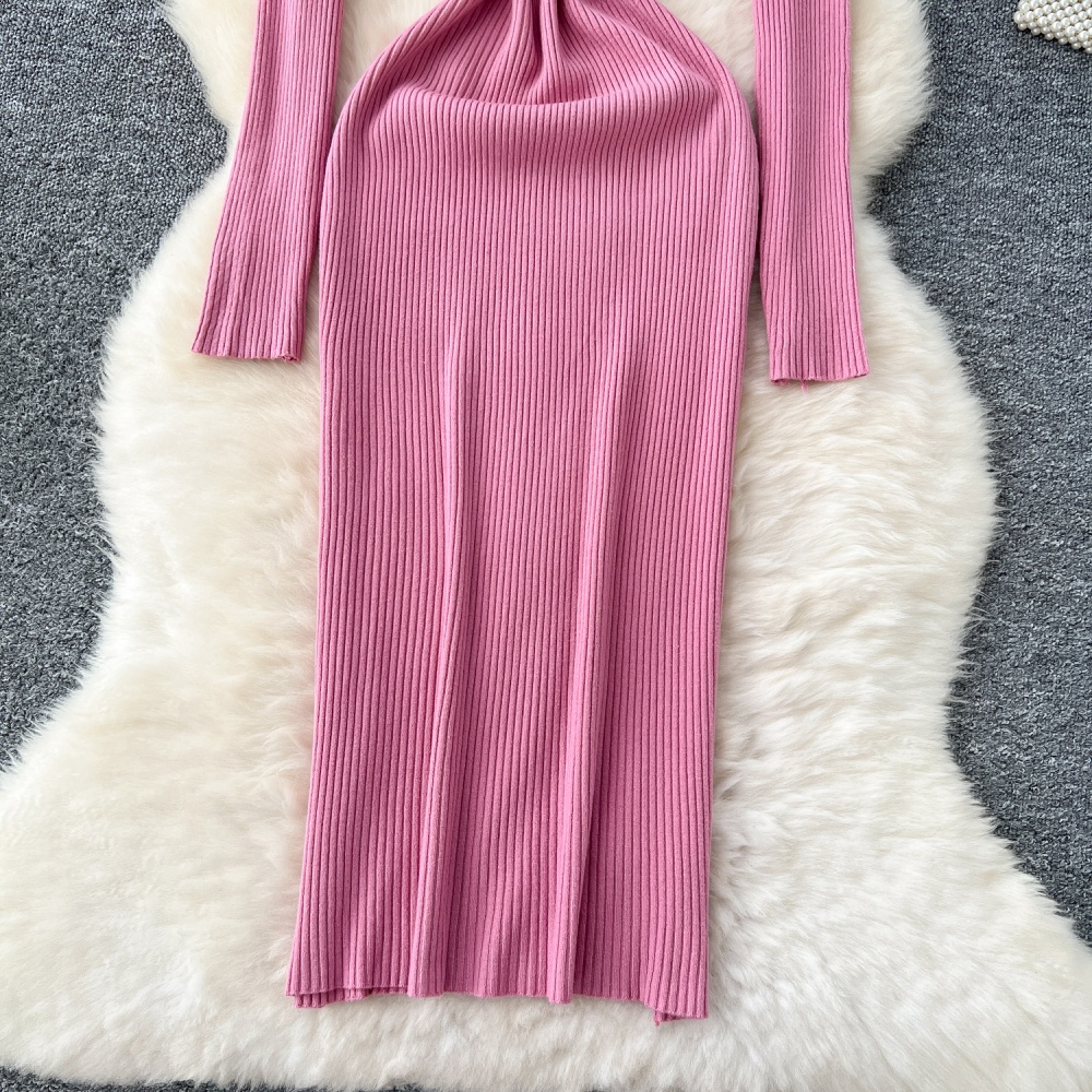 Tight round neck sweater dress simple dress for women