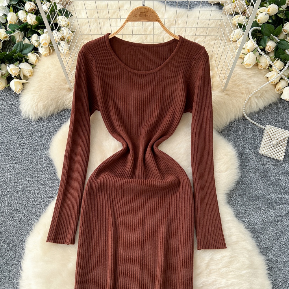 Tight round neck sweater dress simple dress for women