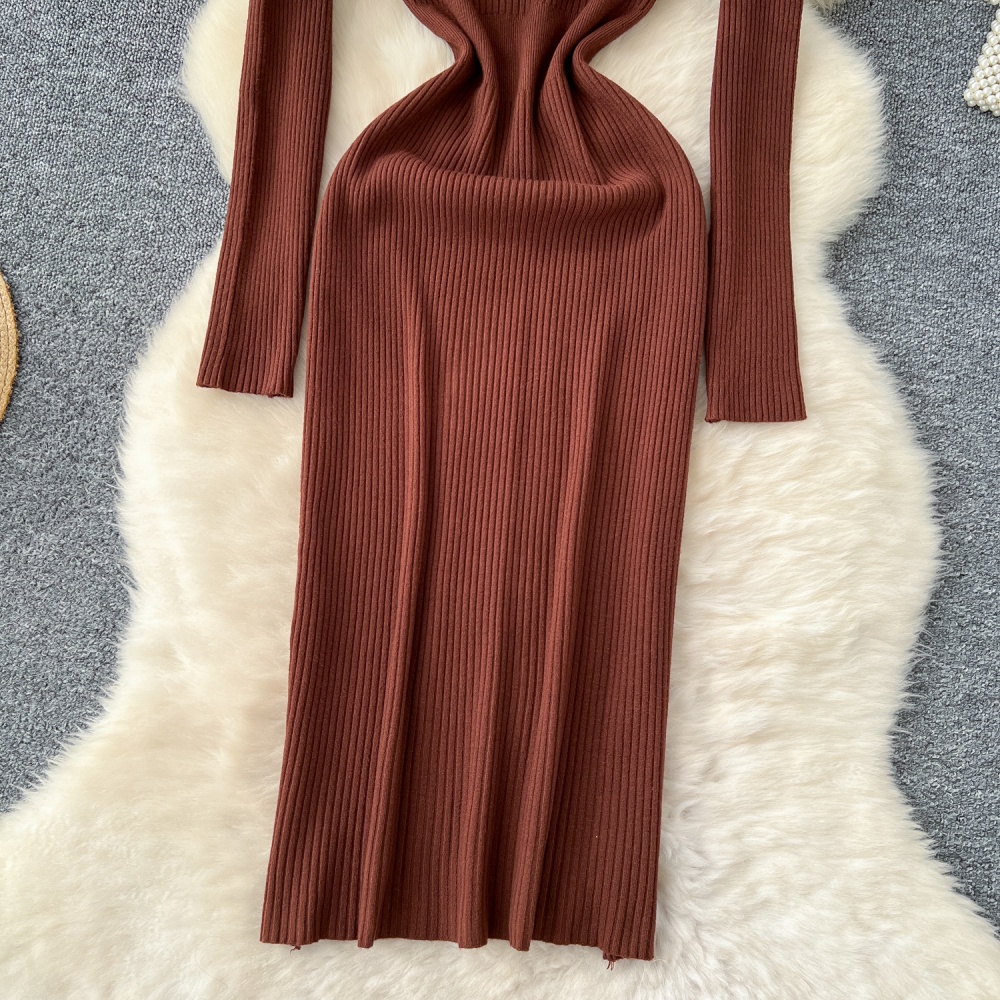 Tight round neck sweater dress simple dress for women