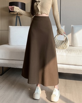 Slim autumn and winter woolen high waist drape skirt