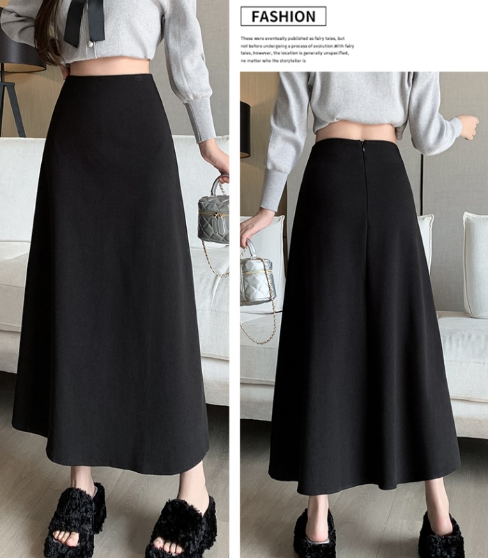 Slim autumn and winter woolen high waist drape skirt