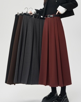 Drape pleated skirt high waist long skirt for women