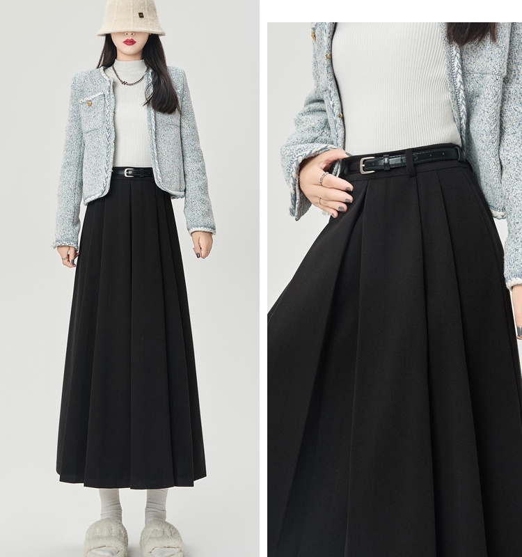 Drape pleated skirt high waist long skirt for women