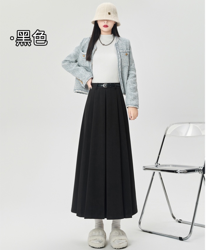 Drape pleated skirt high waist long skirt for women