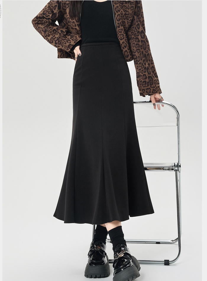 Woolen package hip long dress A-line skirt for women