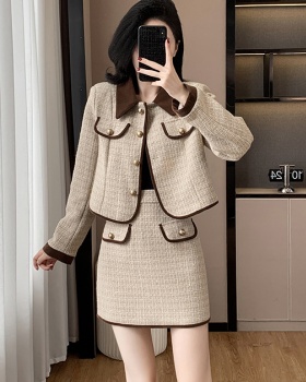 Lapel temperament skirt autumn and winter coat a set