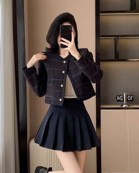 Ladies temperament coat lady pleated skirt 2pcs set