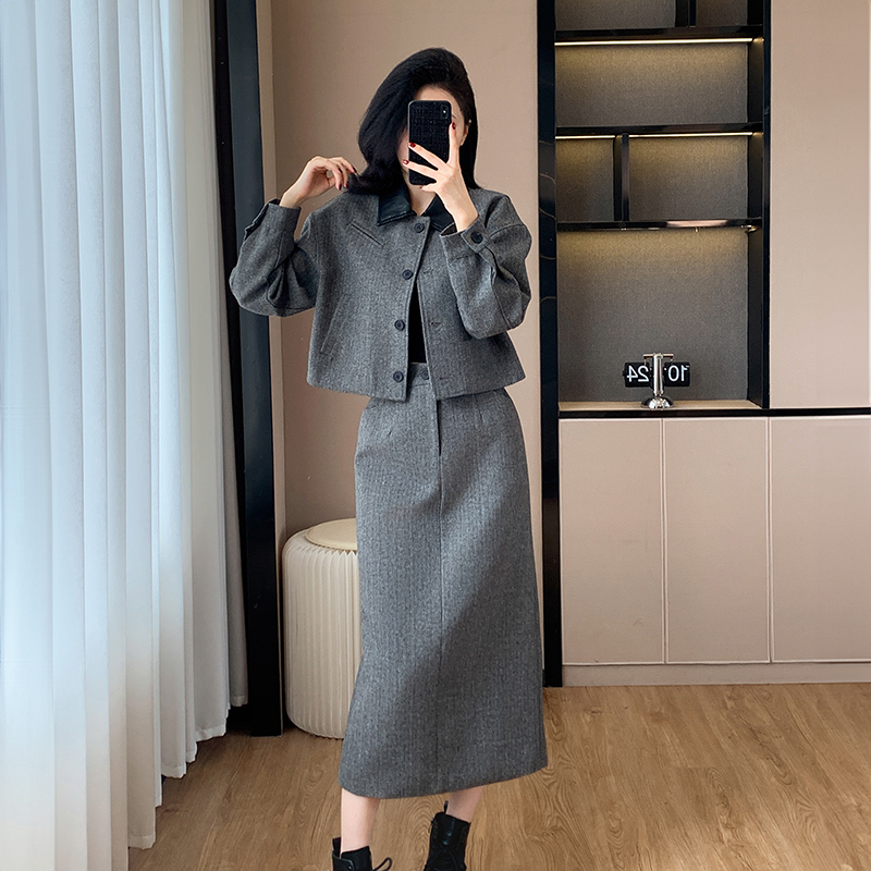 Chanelstyle Western style woolen autumn skirt 2pcs set