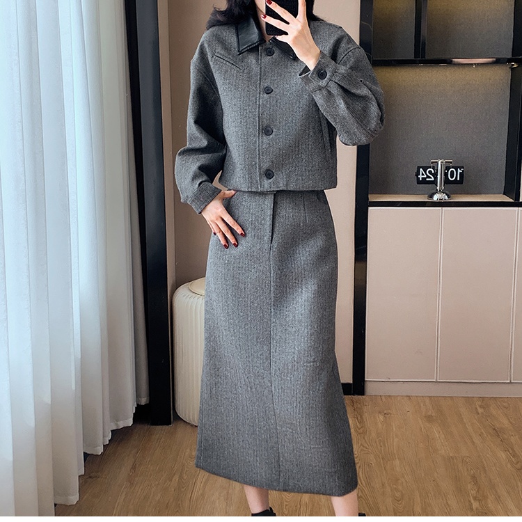 Chanelstyle Western style woolen autumn skirt 2pcs set