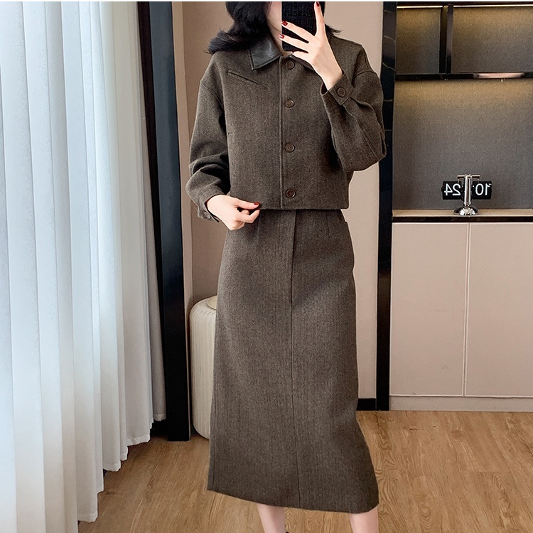 Chanelstyle Western style woolen autumn skirt 2pcs set