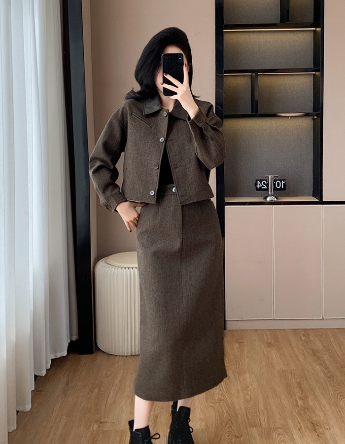 Chanelstyle Western style woolen autumn skirt 2pcs set