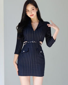 Stripe fashion Korean style autumn dress for women