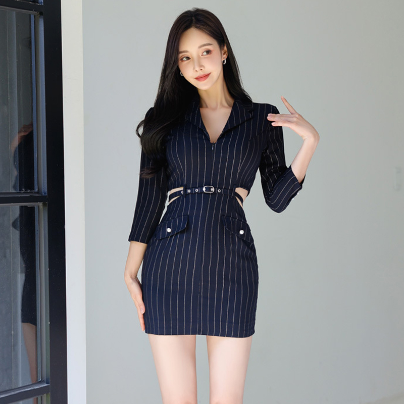 Stripe fashion Korean style autumn dress for women