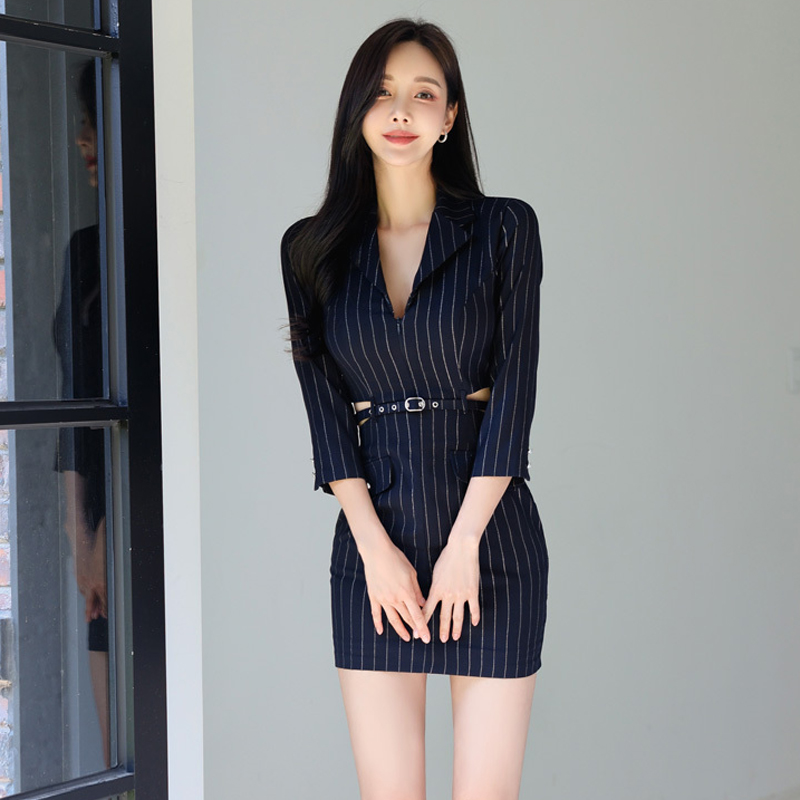 Stripe fashion Korean style autumn dress for women