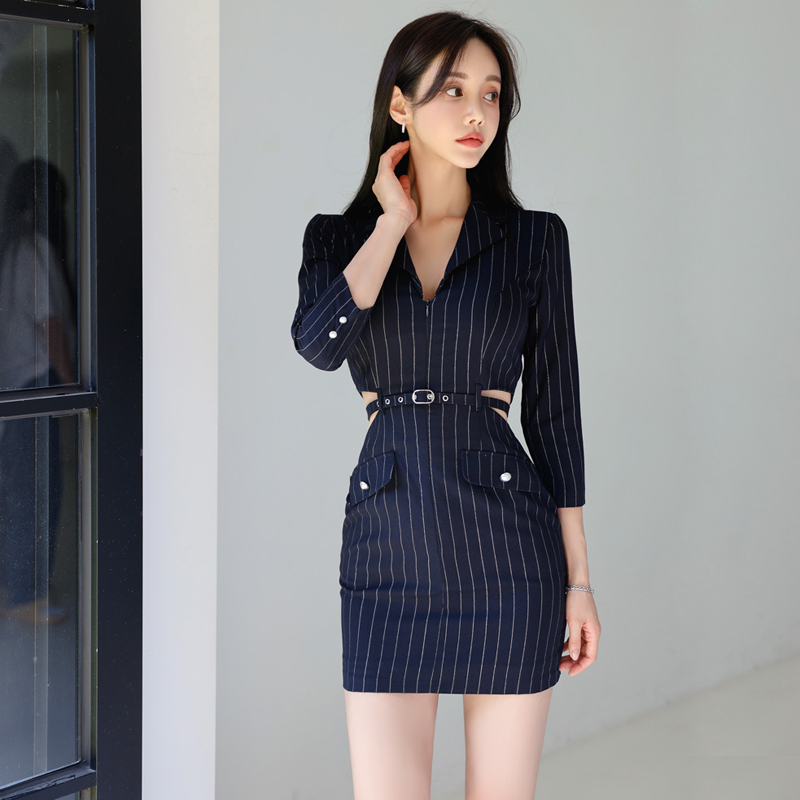 Stripe fashion Korean style autumn dress for women