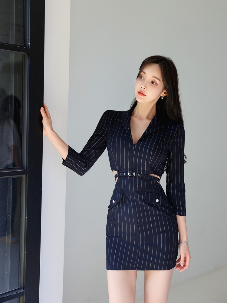 Stripe fashion Korean style autumn dress for women