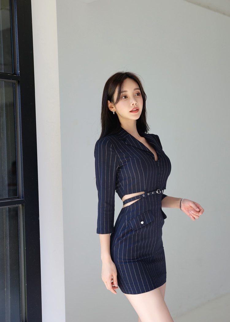 Stripe fashion Korean style autumn dress for women