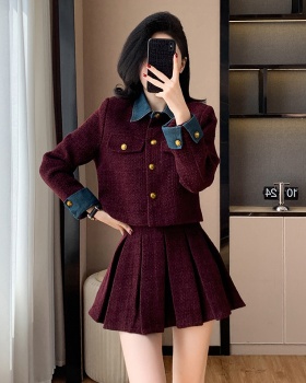 Chanelstyle coat autumn and winter skirt 2pcs set