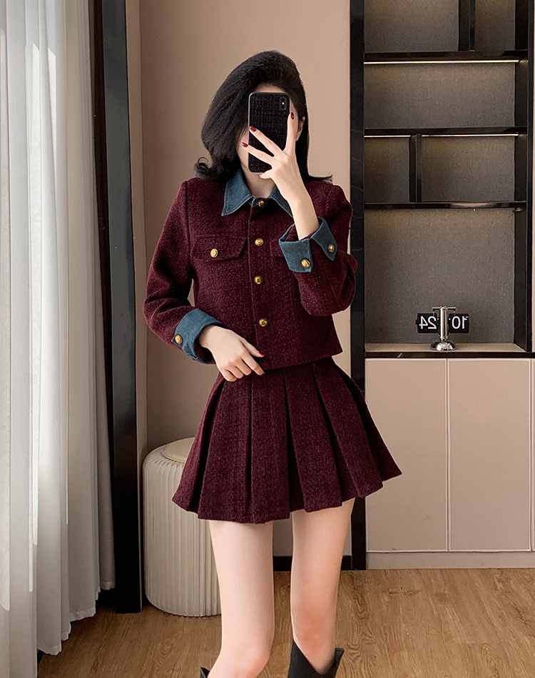 Chanelstyle coat autumn and winter skirt 2pcs set