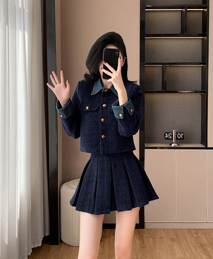 Chanelstyle coat autumn and winter skirt 2pcs set