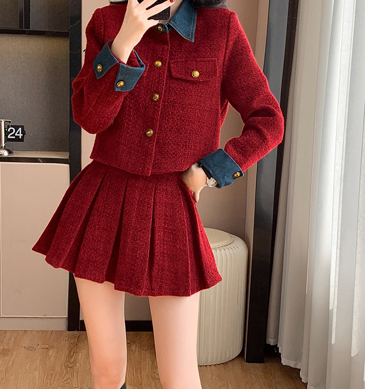 Chanelstyle coat autumn and winter skirt 2pcs set