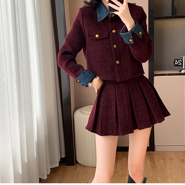 Chanelstyle coat autumn and winter skirt 2pcs set