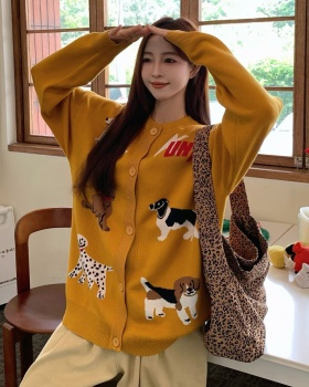 Knitted cartoon lazy sweater embroidery puppy coat