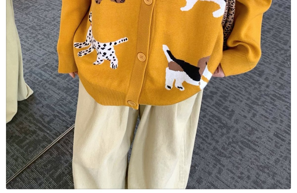 Knitted cartoon lazy sweater embroidery puppy coat